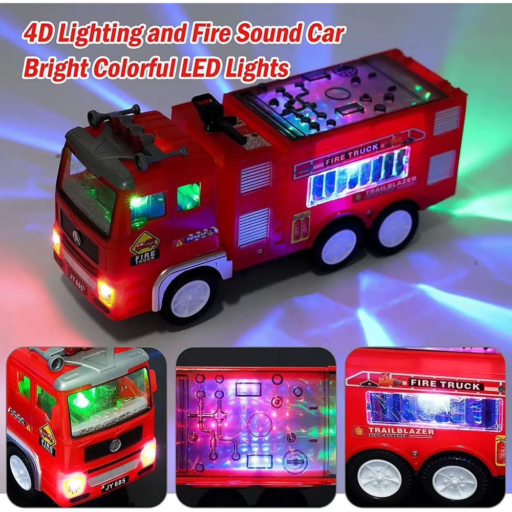 Real Firetruck Siren Sound Fire Truck Toy for Boys & Girls | Push Toy Car for Toddlers with Sound & Light | Birthday