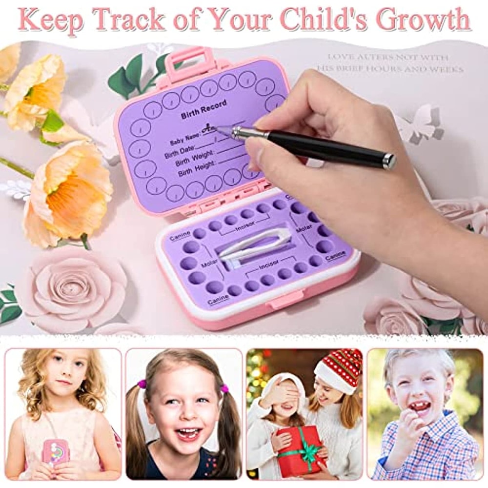 Baby Teeth Keepsake Box, Colored Tooth Holders, Teeth Lanugo Storage Saver for Boys Girls, Container Organizer for Lost