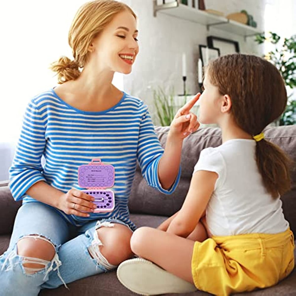 Baby Teeth Keepsake Box, Colored Tooth Holders, Teeth Lanugo Storage Saver for Boys Girls, Container Organizer for Lost