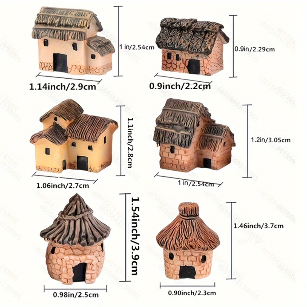 Fairy Garden Mini House Doll Accessories, Miniature Village Hut, DIY Cottage Figurine for Micro Landscape Decor