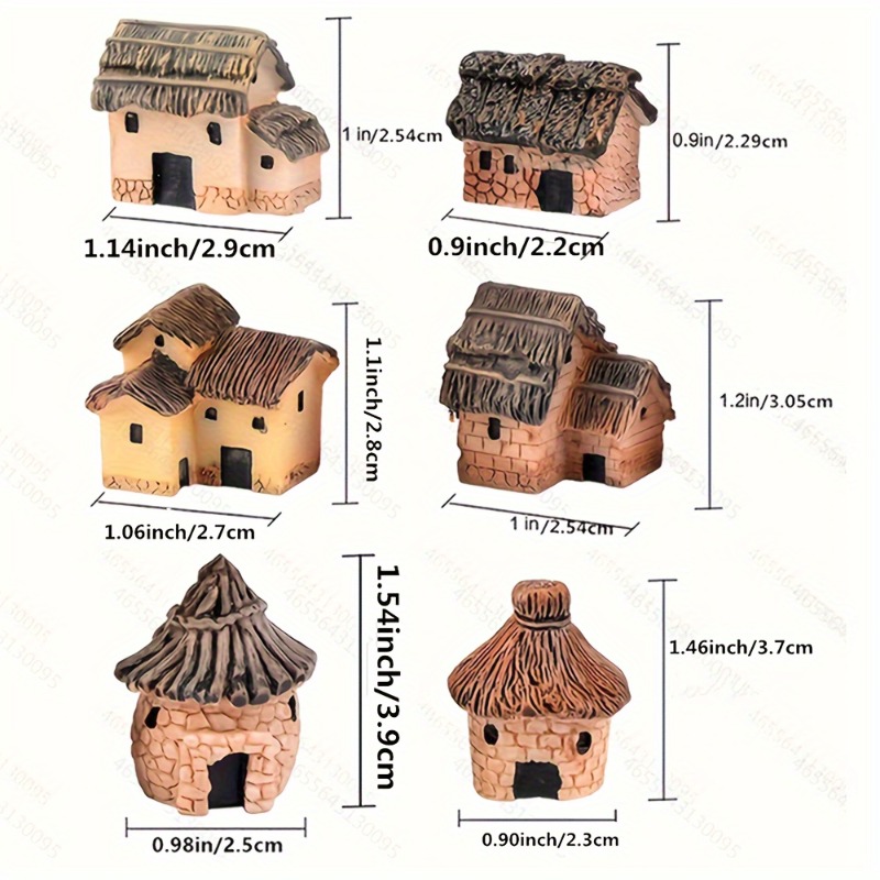 Fairy Garden Mini House Doll Accessories, Miniature Village Hut, DIY Cottage Figurine for Micro Landscape Decor