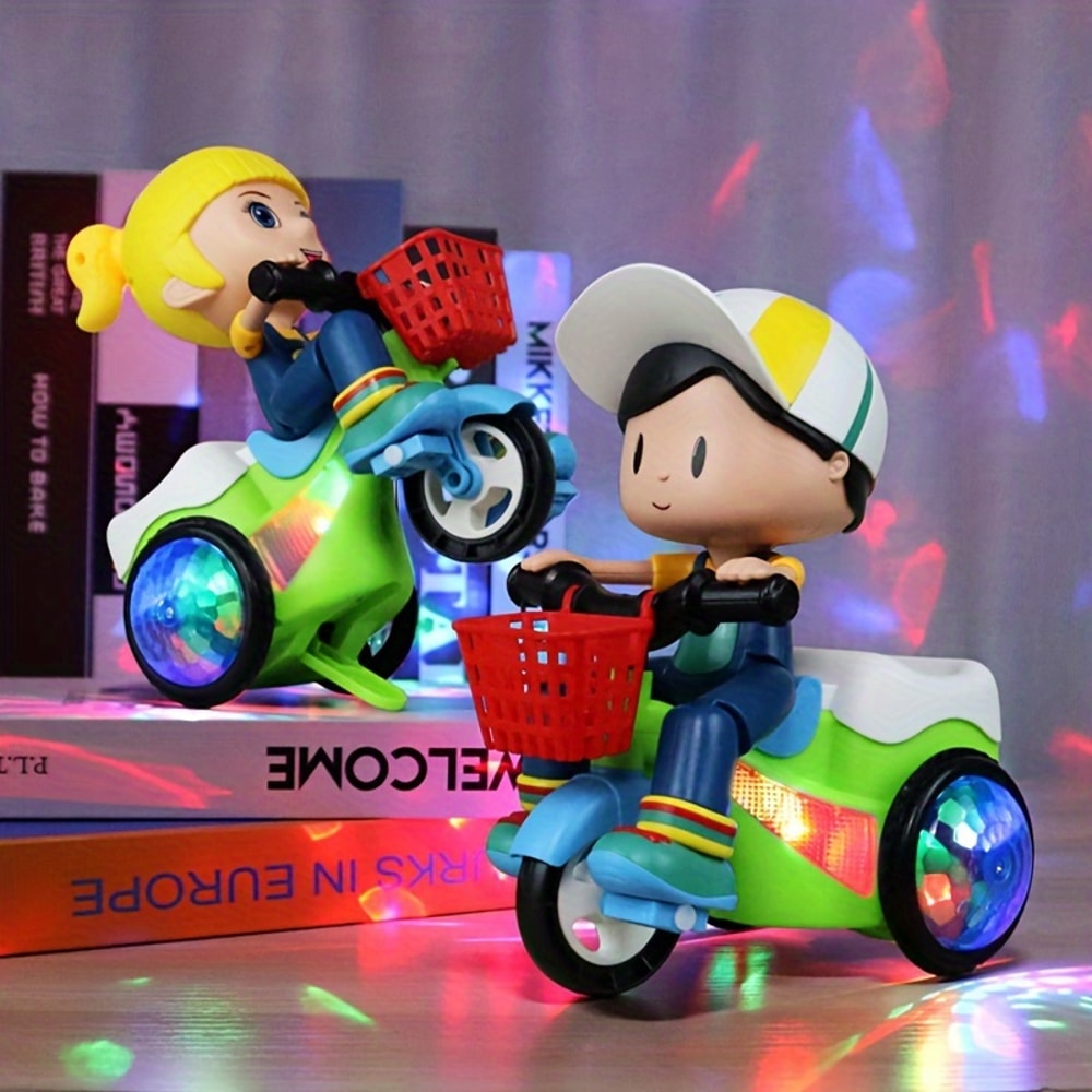 Dancing Electric Trike Cartoon Toy Spinning Stunt Car For Kids With Interactive Music Light 0