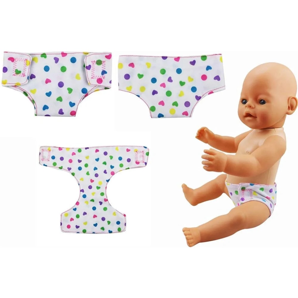 Reusable Baby Diapers Doll Underwear for Inch Dolls, Adjustable Diapers for Reborn Baby Girl