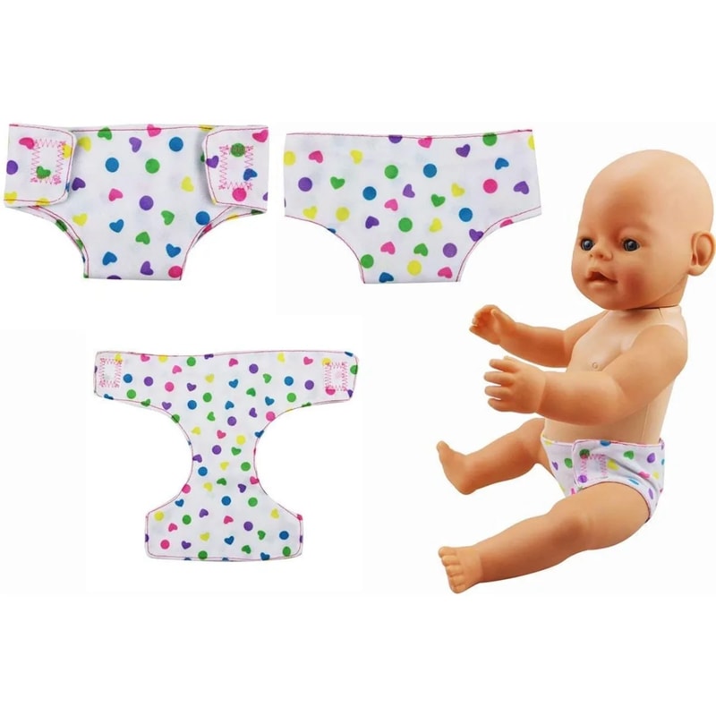 Reusable Baby Diapers Doll Underwear for Inch Dolls, Adjustable Diapers for Reborn Baby Girl