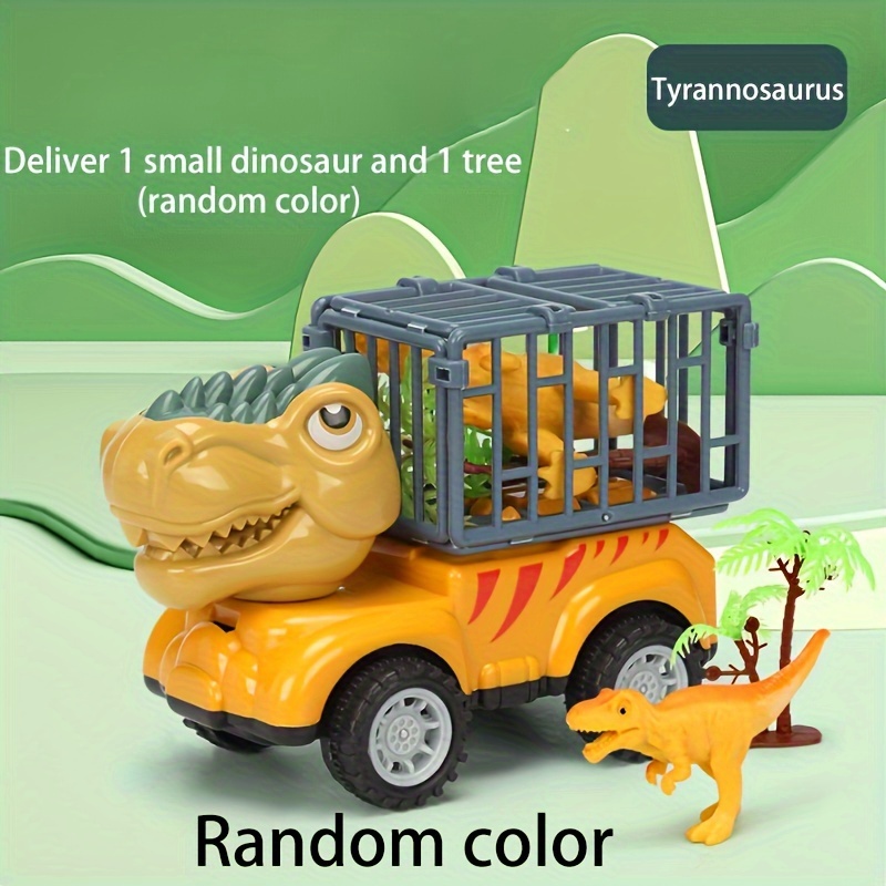 Dinosaur Transport Truck For Kids Friction Powered Dinosaur Toys Pull Back Dino Cars For Boys 6