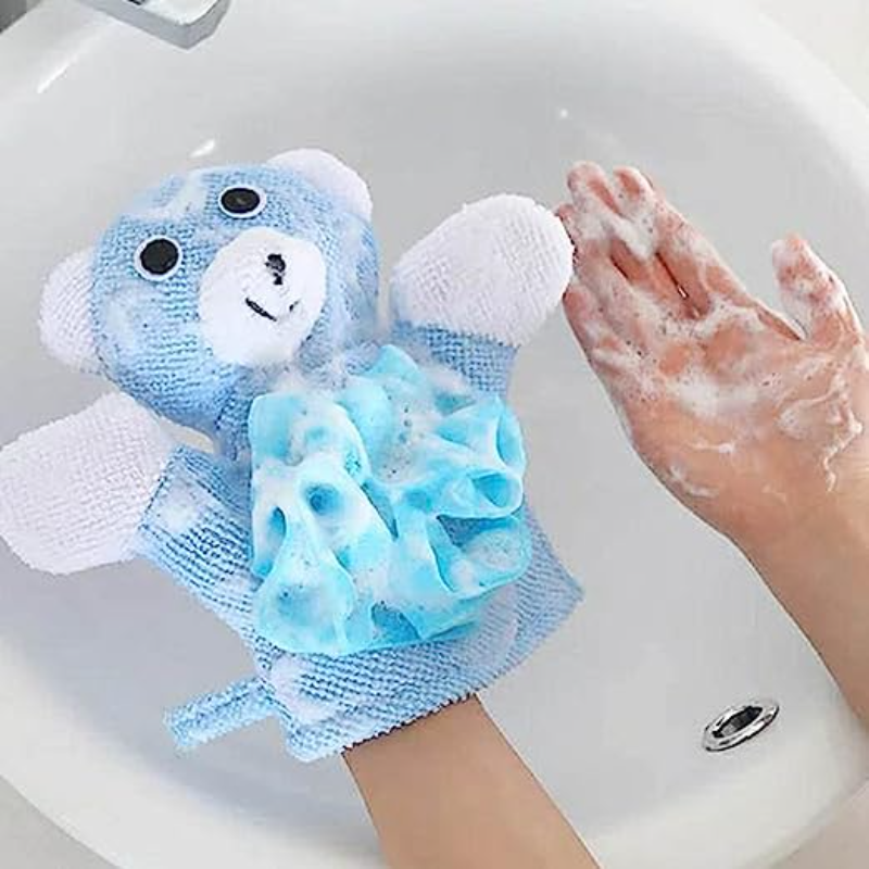 Cute Animal Kids Bath Gloves Soft Cartoon Bath Mitt And Sponge For Fun Gentle Bath Time 2