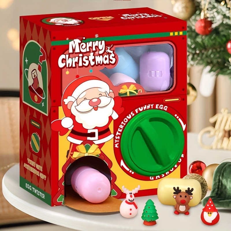Christmas Twist Egg Maker with Santa, Elk & Snowman Dolls – Fun Surprise Twist Egg Maker for Kids, Perfect Christmas
