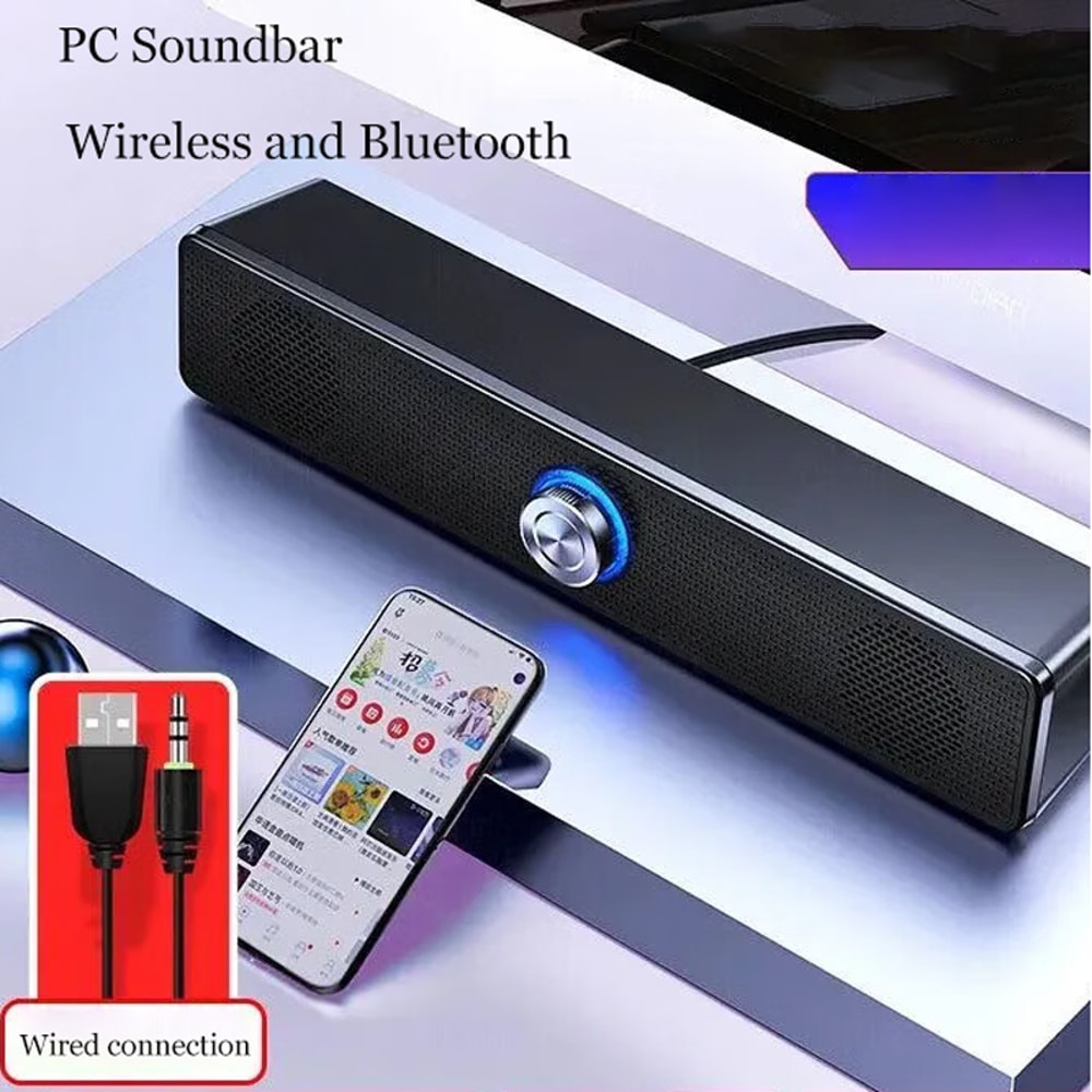 Bluetooth 4D Surround Sound Speaker with Deep Bass Soundbar for TV and PC