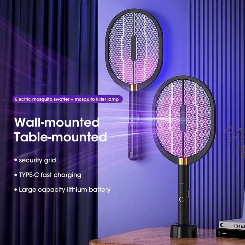 Rechargeable Electric Mosquito Racket With UV Killer Lamp And Type C Charging 1