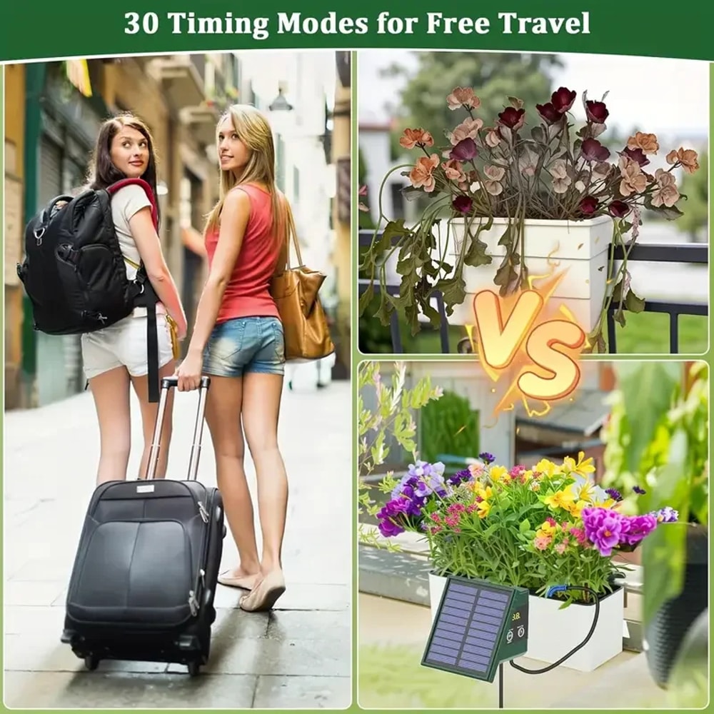 Solar Powered Drip Irrigation System for Automatic Plant Watering DIY Garden Kit