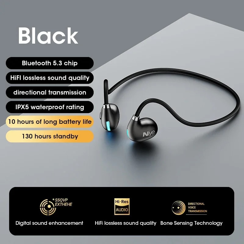 Wireless Bluetooth Air Conduction Headset with HD Microphone for Sports