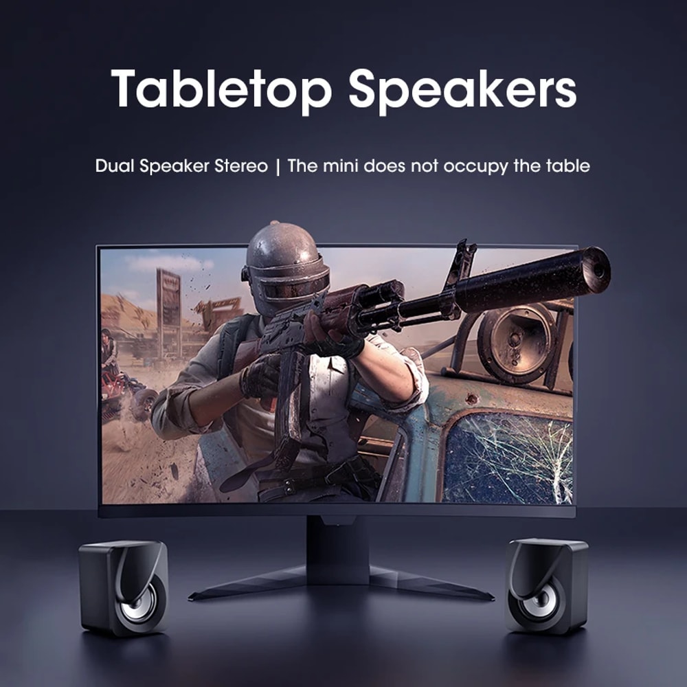 USB Computer Speaker for Laptop PC Subwoofer - Wired Music Player with Deep Bass Sound, Loudspeaker