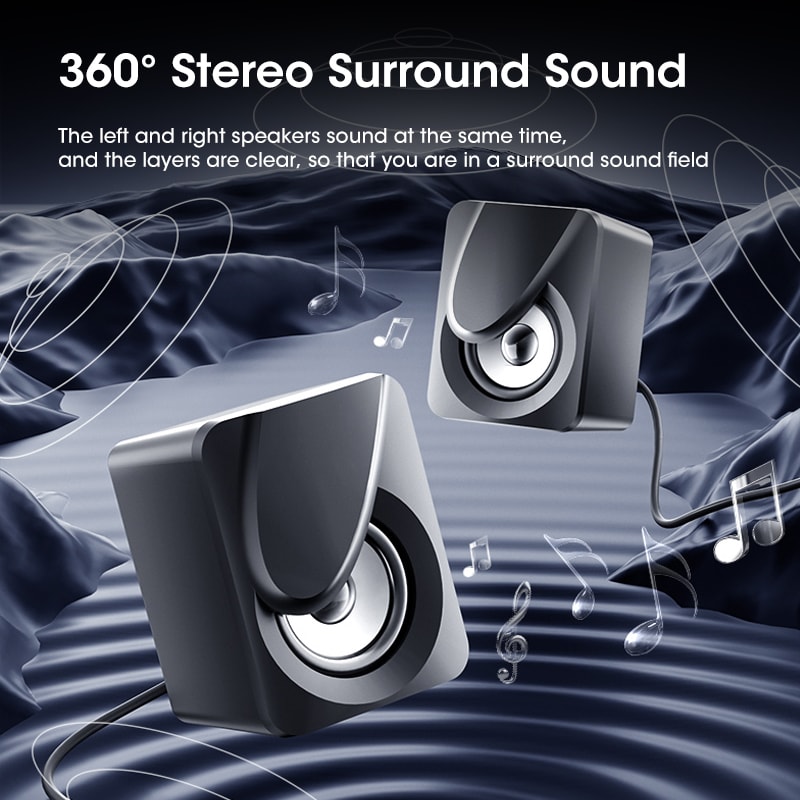 USB Computer Speaker for Laptop PC Subwoofer - Wired Music Player with Deep Bass Sound, Loudspeaker