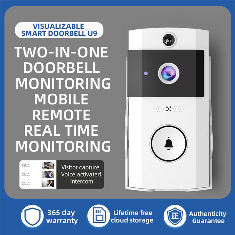 HD Wireless WiFi Doorbell Camera with Solar Charging and Night Vision - Waterproof Smart Home System