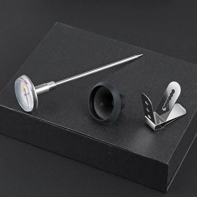 Stainless Steel Milk Frothing Jug with Thermometer – Instant Read Barista Thermometer