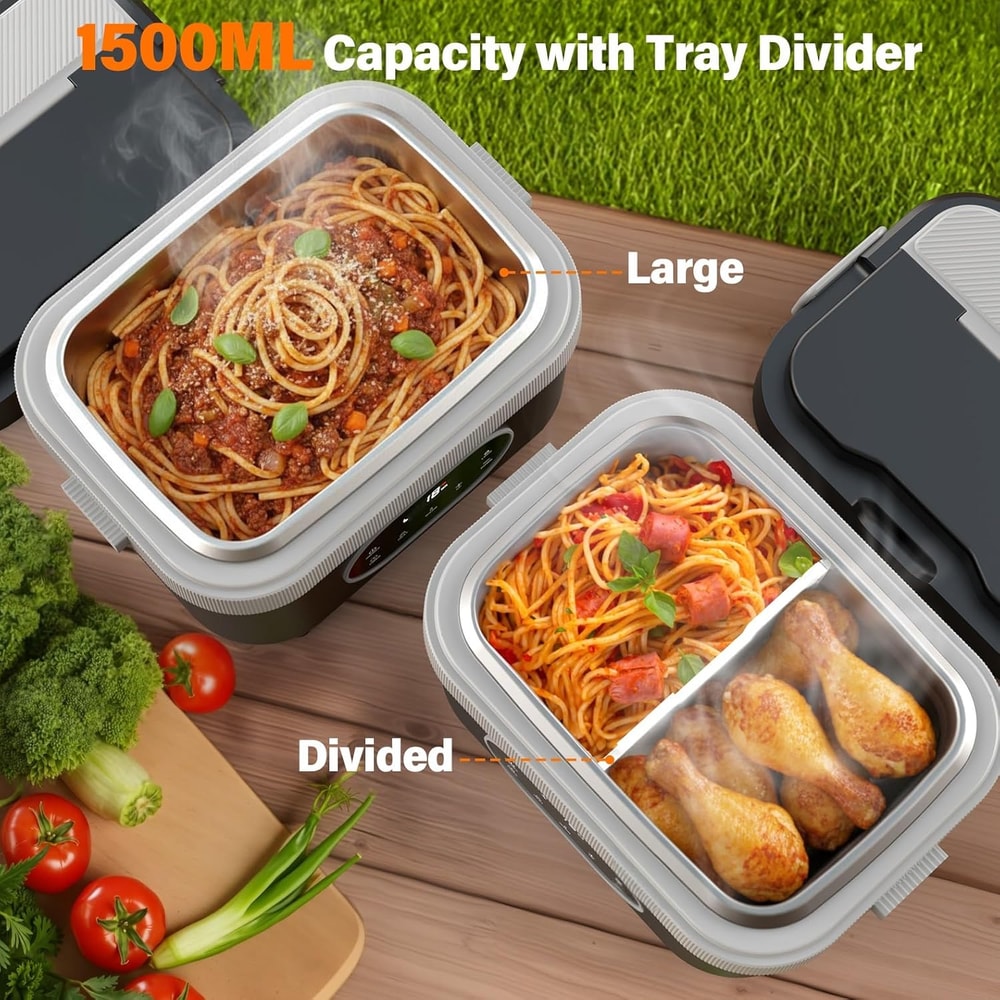 Nocclili Electric Heated Lunch Box for Adults – Portable Food Warmer with Temperature Display