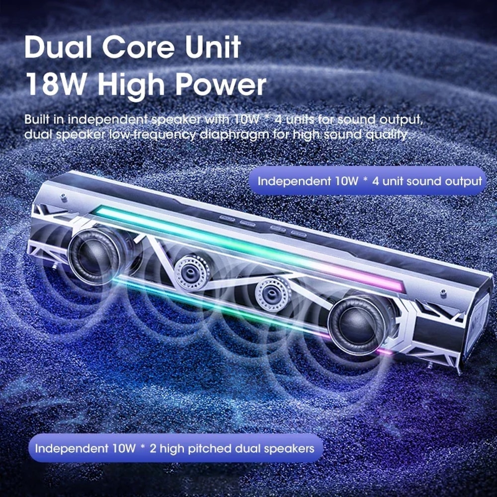 Niye Bluetooth Computer Speaker With RGB Lighting Surround Sound Subwoofer Wired USB Powered Audi 5