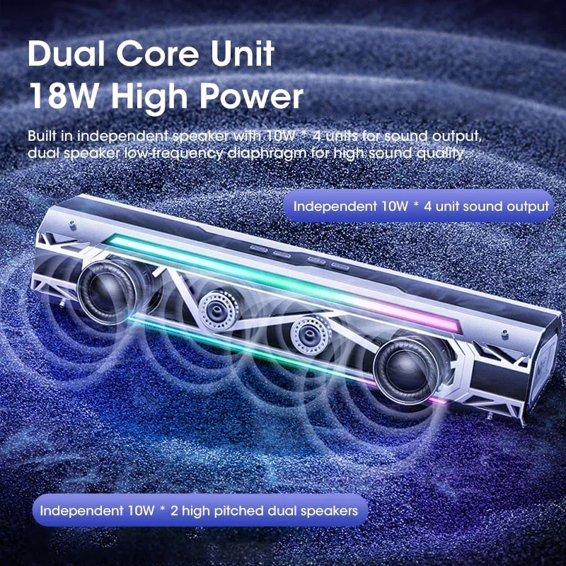 Niye Bluetooth Computer Speaker With RGB Lighting Surround Sound Subwoofer Wired USB Powered Audi 5