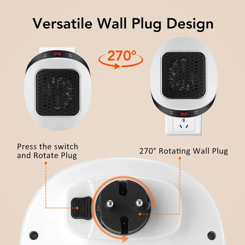 Electric Portable Wall Mounted Heater – Compact PTC Ceramic Heating Fan with Remote Control for Small Bathrooms