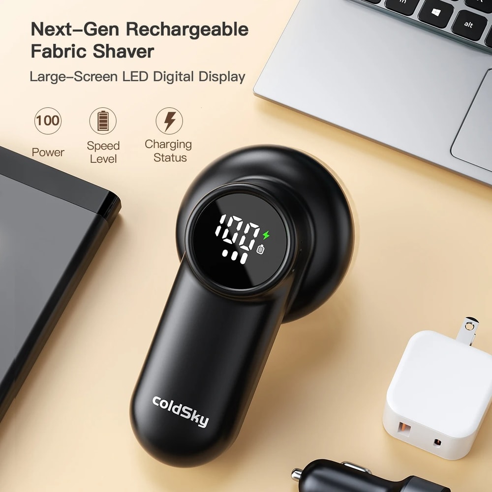 Intelligent Electric Lint Shaver - Rechargeable Defuzzer with Digital Screen for Sweater, Clothes & Fabric Trimming