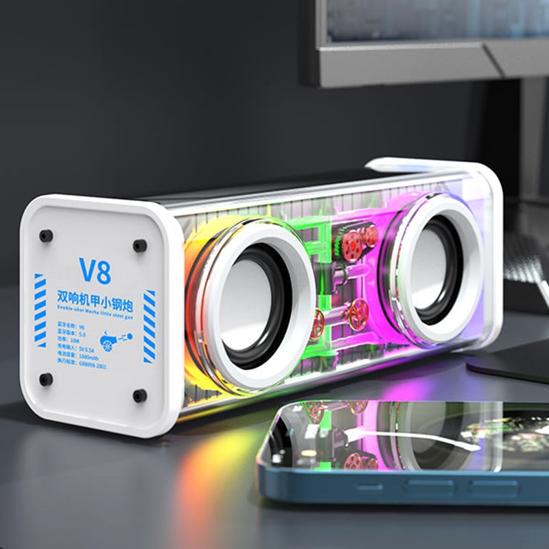 V8 TWS Dual Tone Bluetooth Speaker with RGB Lights – Portable Subwoofer for Sports Activities