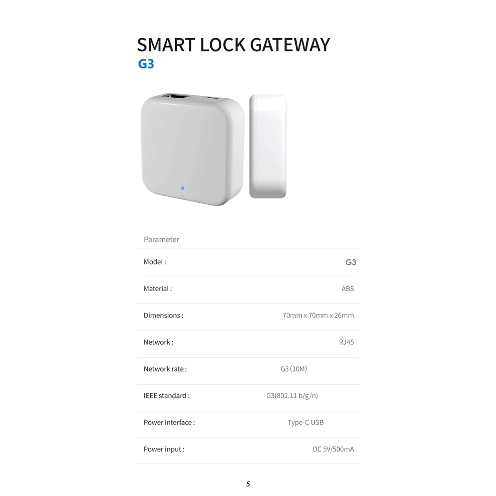 TTLOCK G2 Wifi Gateway for Smart Door Lock – Bluetooth to Wi-Fi Converter for Remote Unlock
