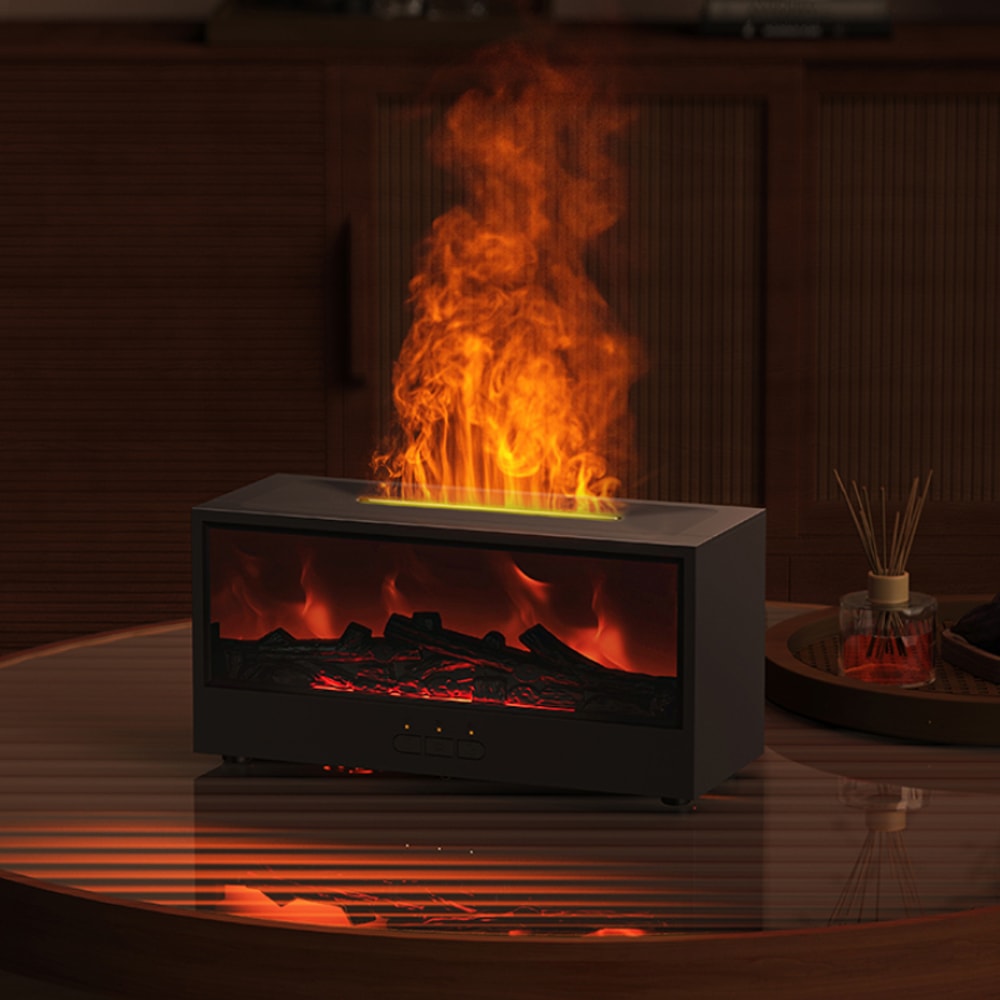 Aroma Diffuser Humidifier With Essential Oils LED Light Remote Control Simulated Fireplace Air Fr 5