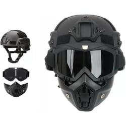 tactical military helmet set - full face combat helmet with mask & goggles for airsoft training & outdoor adventures