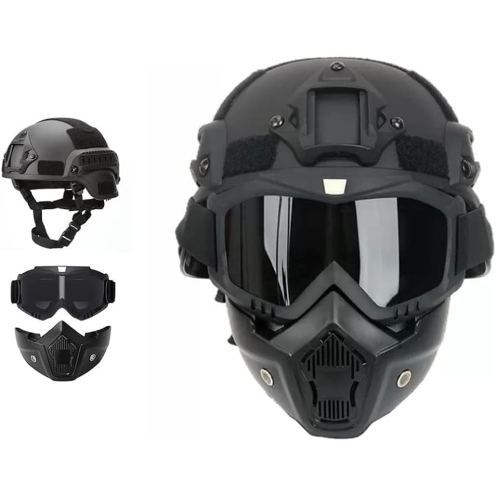 Military Tactical Full Face Helmet MICH ABS – Protective Gear with Detachable Goggles & NVG for Airsoft and Wargames