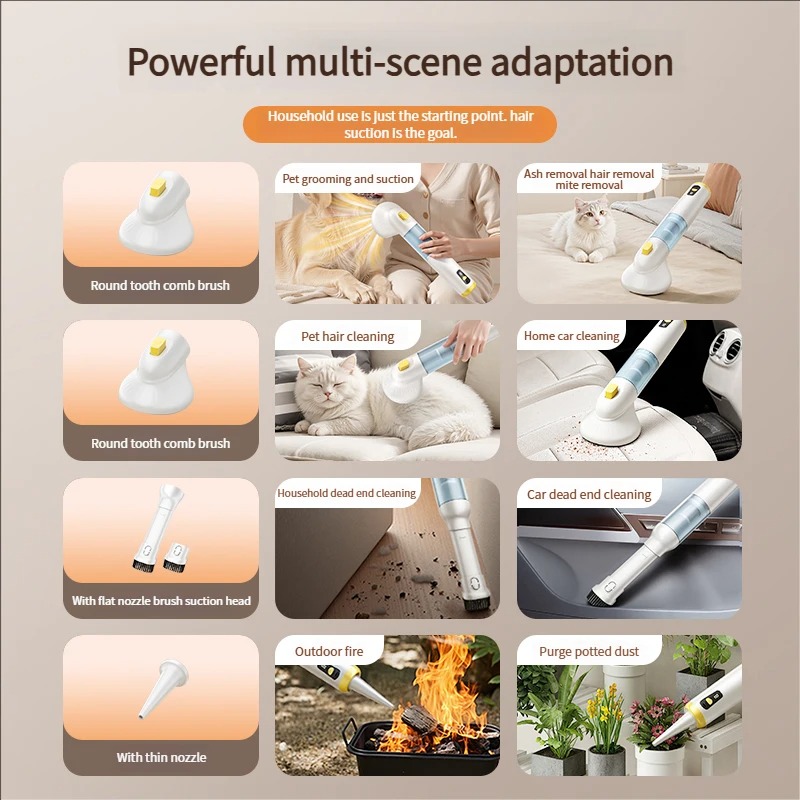 Multifunctional Cyclonic Technology Pet Vacuum Cleaner – Strong Suction for Pet Hair Removal in Cars & Homes