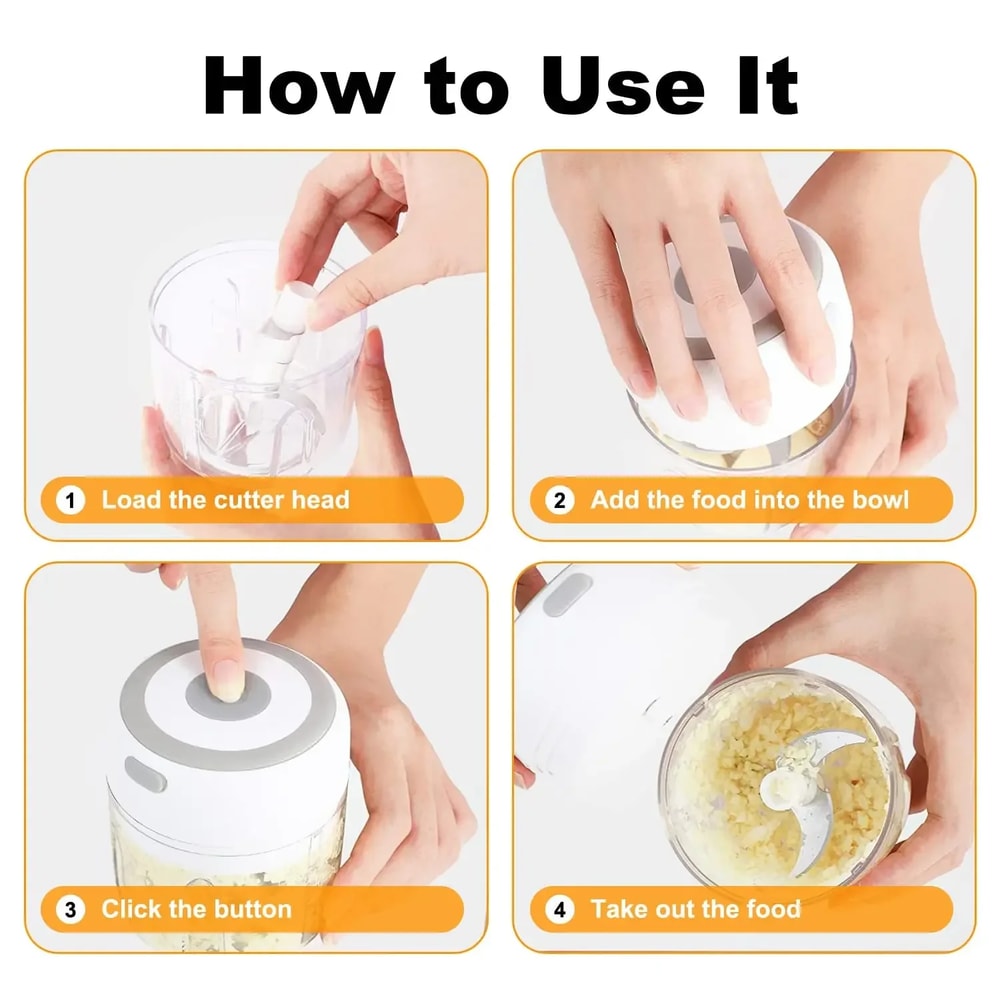 Electric Garlic Mincer & Mini Vegetable Chopper – USB Portable Food Processor for Quick Meal Prep