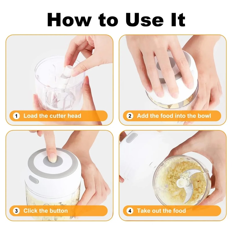 Electric Garlic Mincer & Mini Vegetable Chopper – USB Portable Food Processor for Quick Meal Prep