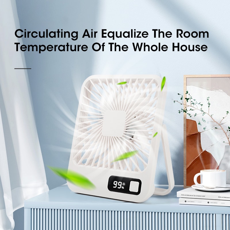 Portable USB Rechargeable Mini Desk Fan – Ultra Quiet, 5 Speed, Strong Airflow for Offices & Home