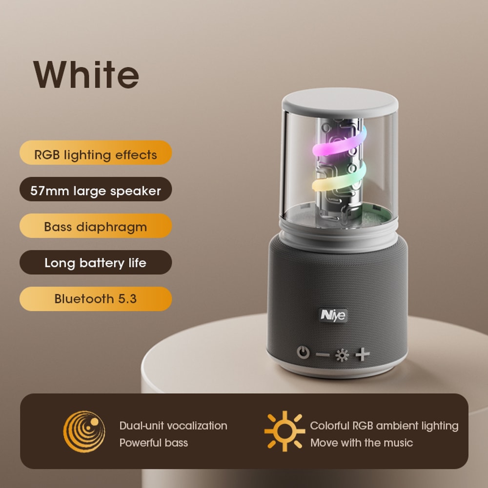 Portable Waterproof Bluetooth Speaker with LED Light Effects and Subwoofer for Car Audio