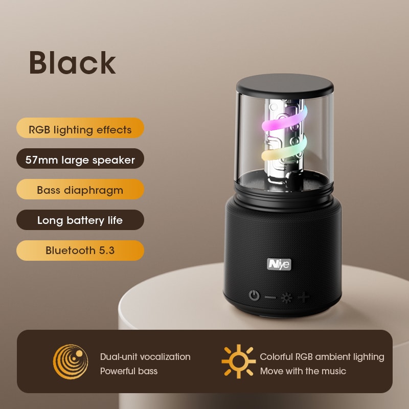 Portable Waterproof Bluetooth Speaker with LED Light Effects and Subwoofer for Car Audio