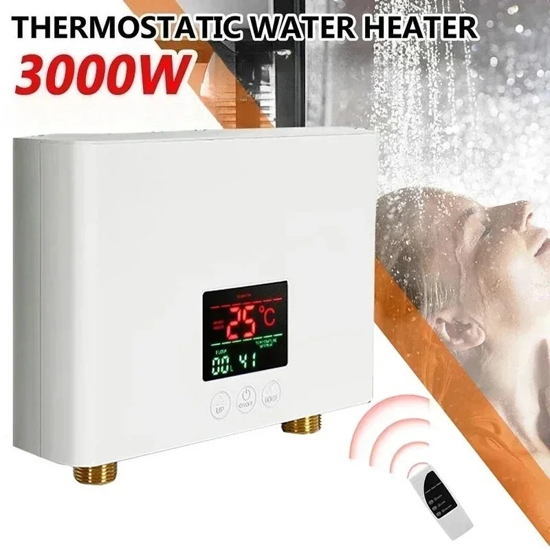 Tankless Electric Water Heater - Fast Heating, Wall Mounted for Shower & Kitchen Sink