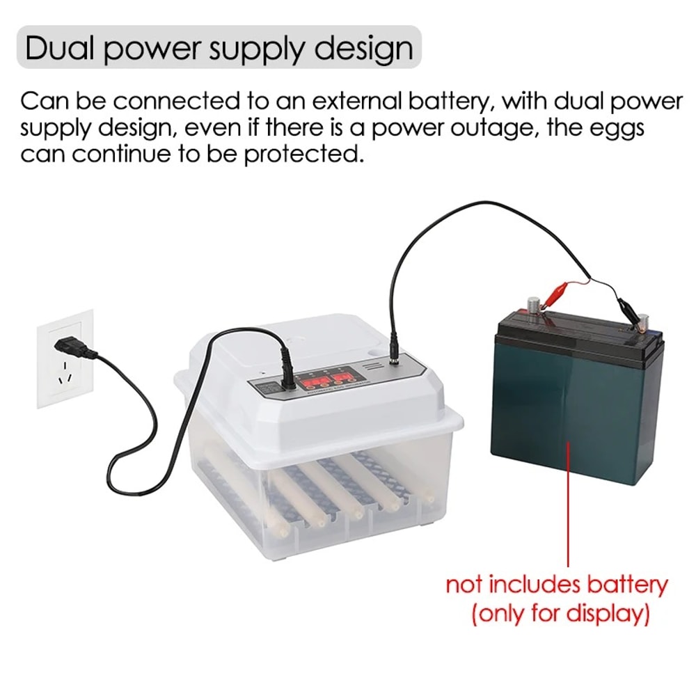 Egg Automatic Mini Incubator With Dual Power AutoTurning For Poultry Ducks Geese Birds Home Use 3