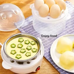 dual layer electric egg steamer for poached, boiled eggs & veggies – fast, efficient kitchen breakfast tool