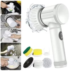 electric power spin scrubber for bathroom, shower, bathtub & tile cleaner with 5 replaceable brush heads
