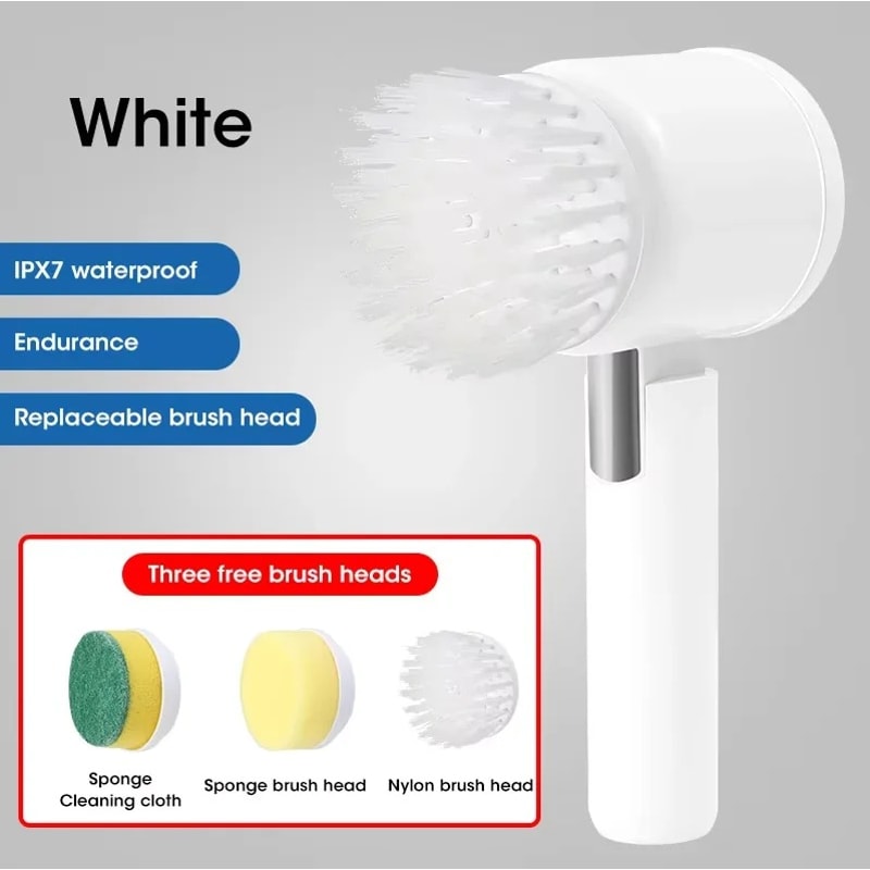 Electric Power Spin Scrubber For Bathroom Shower Bathtub Tile Cleaner With 5 Replaceable Brush Hea 8