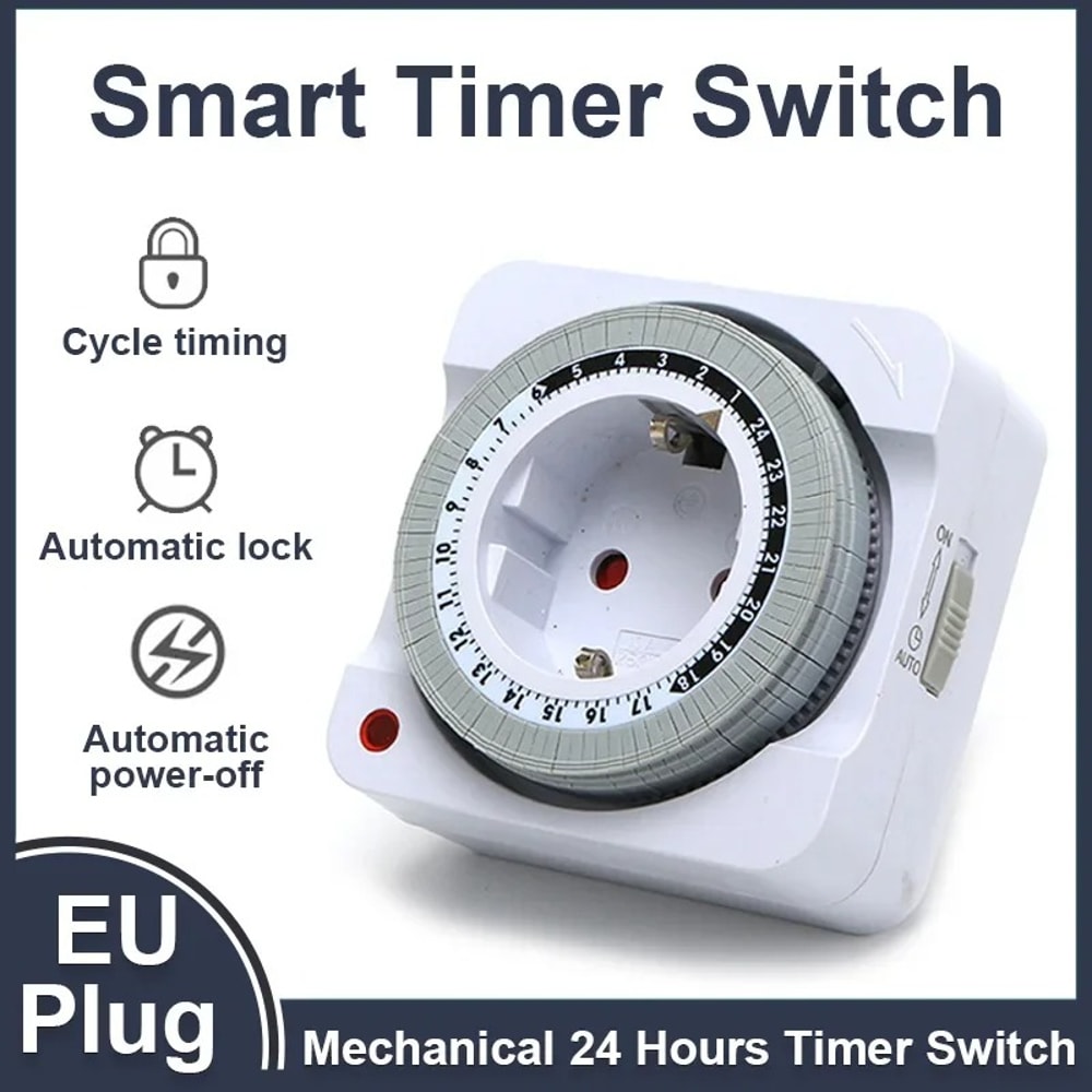 Hour Mechanical Timer Switch For Indoor Use Plug Socket With Auto PowerOff Smart Countdown Cycle 2