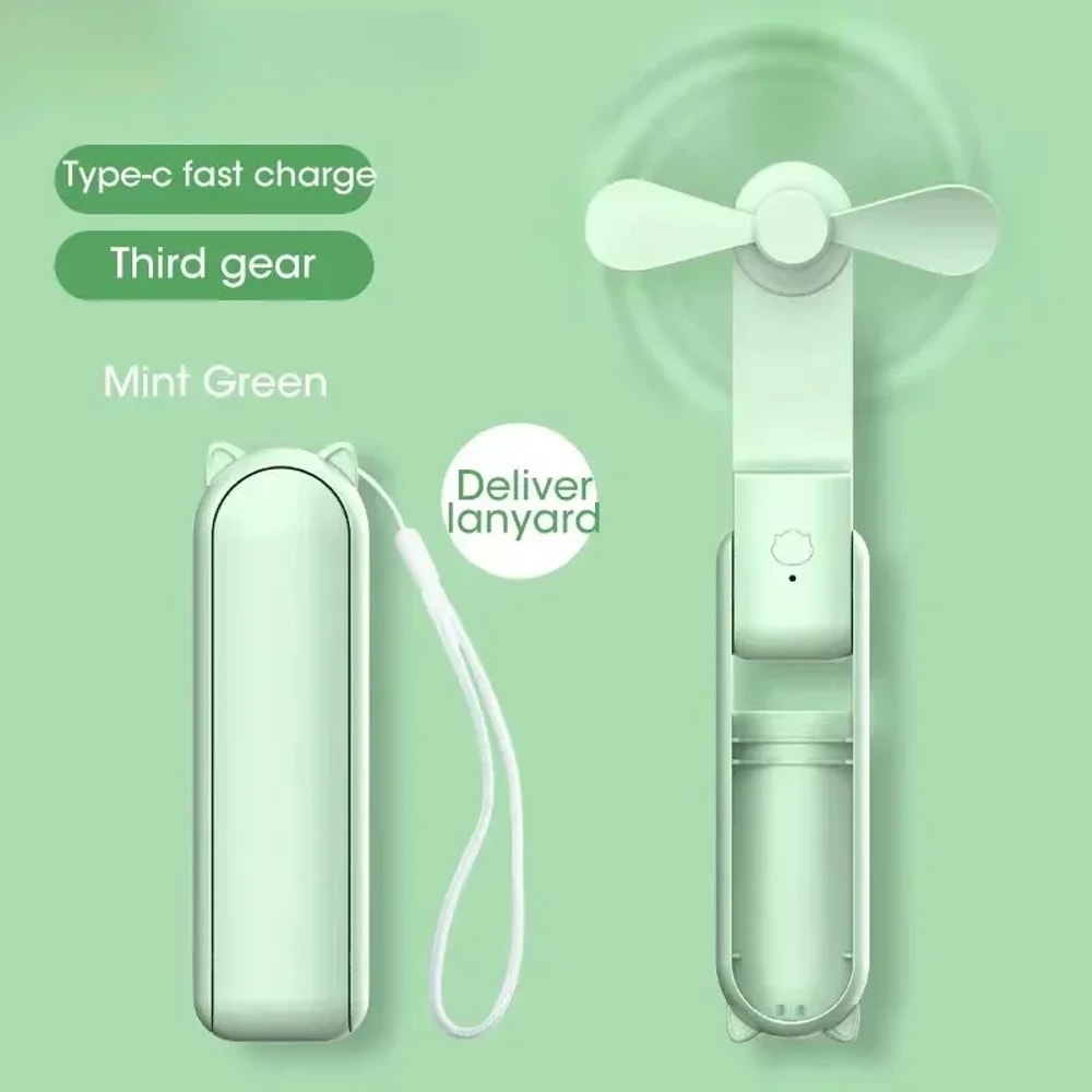 Portable USB Rechargeable Folding Fan with Power Bank - Ideal for Travel & Outdoor Adventures