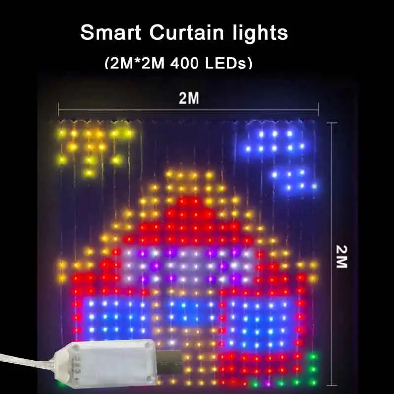 Smart Curtain Lights with Bluetooth App Control – LEDs RGB String Lights for Bedroom, Window, and DIY Decor