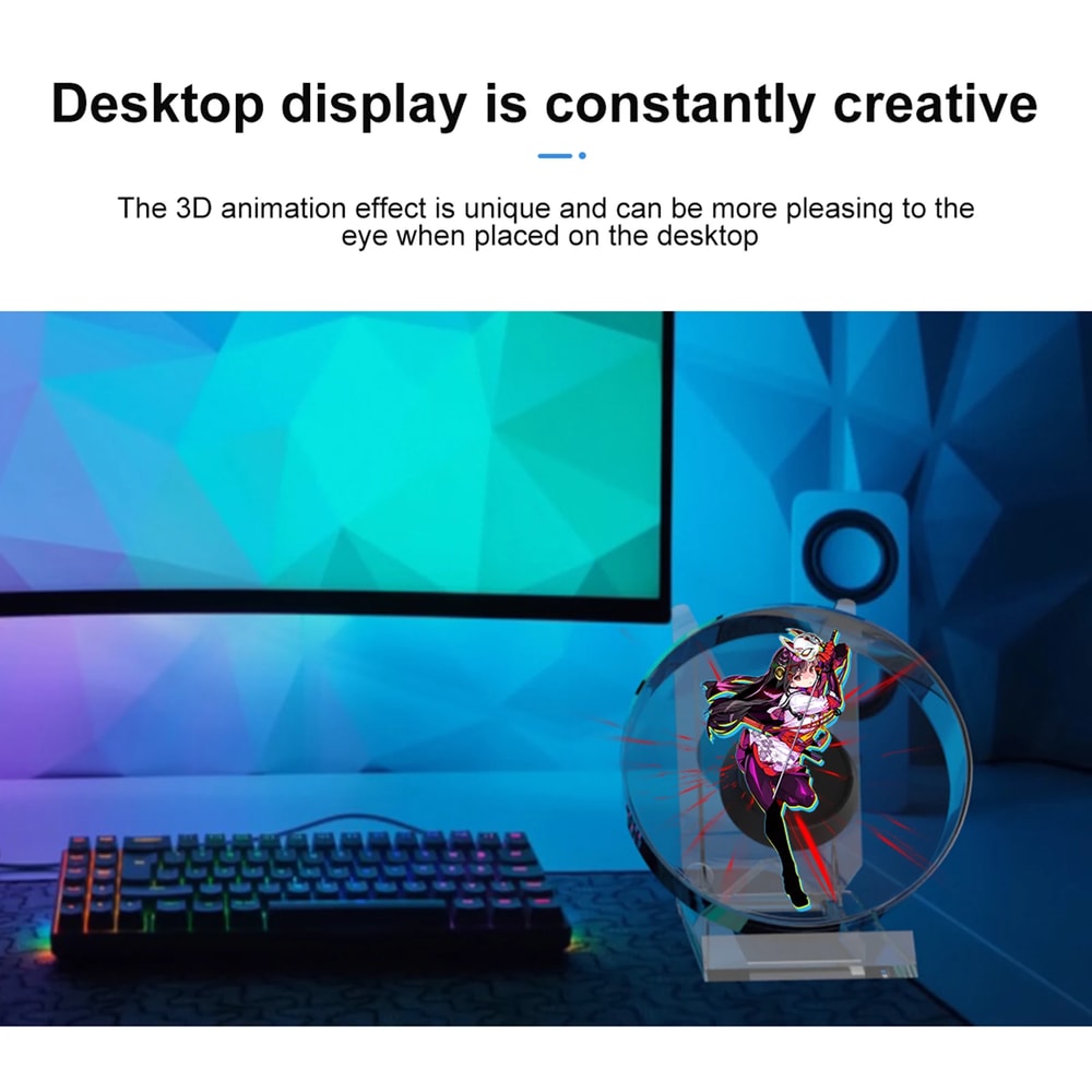 Mini 3D Holographic Projector Fan for Desktop – LED Advertising Machine with Remote Control & Stand