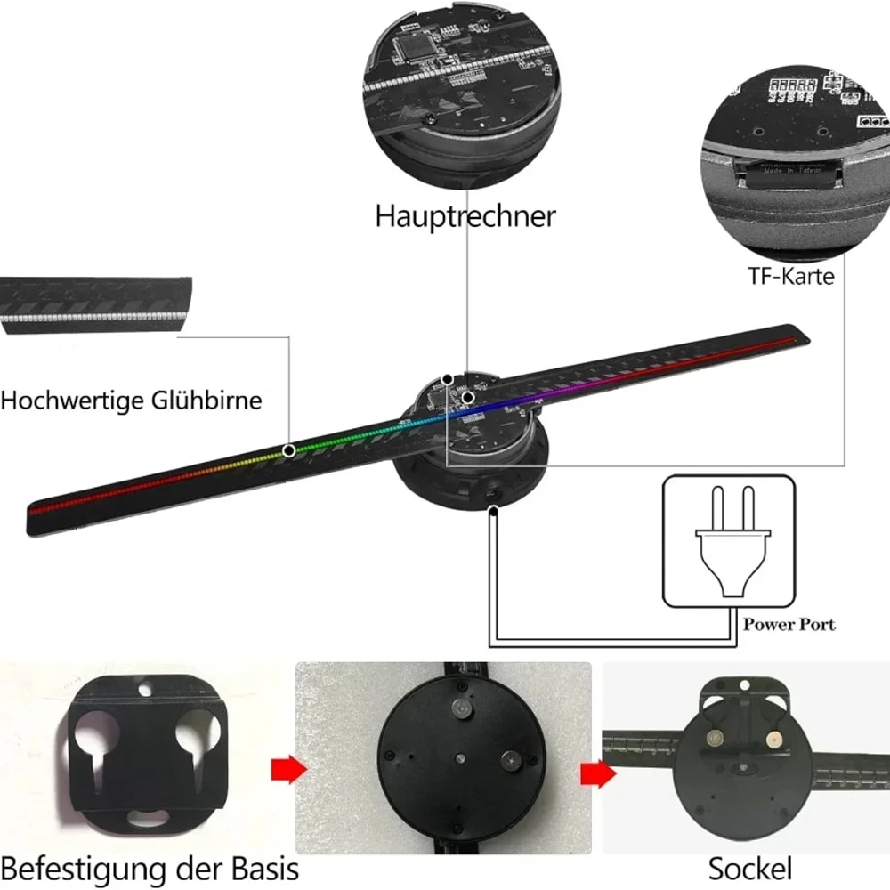 Hologram Fan Holographic Projector Advertising Display Light for Stores, Bars, Parties, and Events