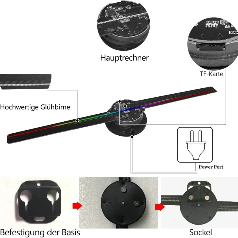 Hologram Fan Holographic Projector Advertising Display Light for Stores, Bars, Parties, and Events