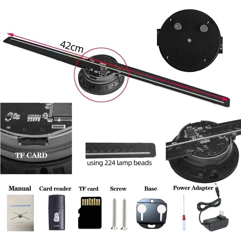 42CM 3D Hologram Fan HD Holographic Projector for Stores & Parties