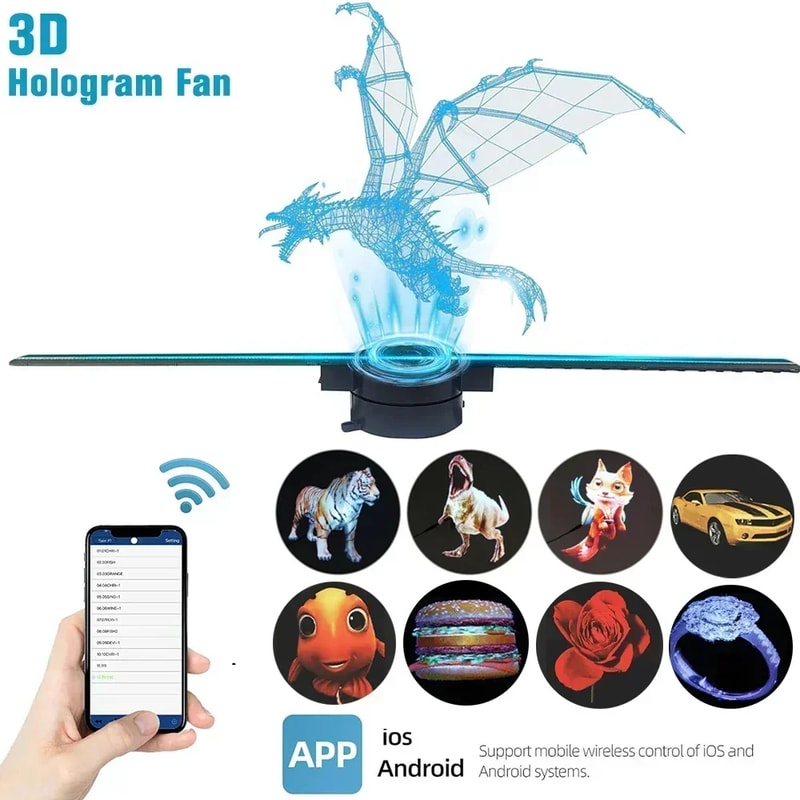 42CM 3D Hologram Fan HD Holographic Projector for Stores & Parties