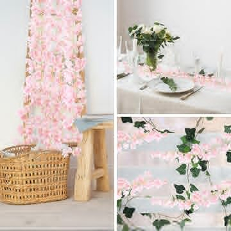 Cherry Blossom Fairy Light Garland LED Artificial Flower Vines for Bedroom, Wedding & Holiday Decoration