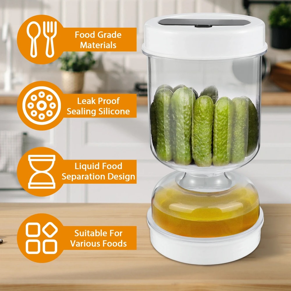 Pickle Container With Fork Leakproof Airtight Wet And Dry Separation Food Storage 1